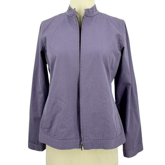 Eileen Fisher Relaxed Fit Purple Cotton Jacket Minimalist Breathable Outerwear - Picture 1 of 5